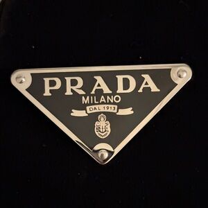 Vintage Prada 3” Black & Silver Metal Triangle Logo Hair Clip - Hair accessories